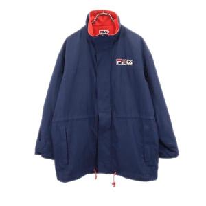 フィラ コート M ネイビー FILA 裏フリース メンズ 古着 231107｜big-2nd