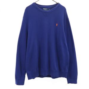 ポロバイラルフローレン 長袖 トレーナー XL ブルー Polo by Ralph Lauren 裏起毛 スウェット メンズ 古着 240225｜big-2nd