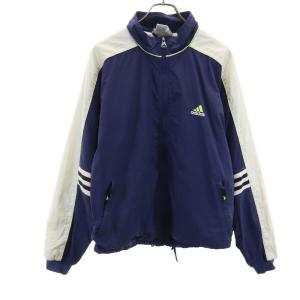 アディダス 90s オールド ナイロンジャケット ネイビー系 adidas 裏メッシュ メンズ 古着 240305｜big-2nd