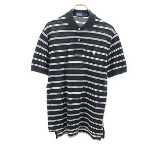 ポロバイラルフローレン ボーダー柄 半袖 ハーフボタン ポロシャツ L ブラック Polo by Ralph Lauren メンズ 古着 240325｜big-2nd