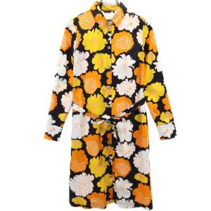 マリメッコ 花柄 長袖 シャツワンピース 34 marimekko レディース 古着 240227