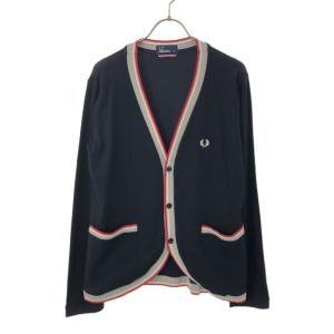 フレッドペリー 長袖 ニット カーディガン M ネイビー系 FRED PERRY メンズ 古着 240325｜big-2nd