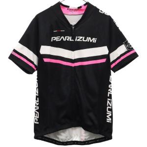 パールイズミ 日本製 総柄 サイクリング 半袖 ジャージ BL ブラック×ピンク PEARL IZUMI フルジップ スポーツ レディース 古着 230520 メール便可｜big-2nd