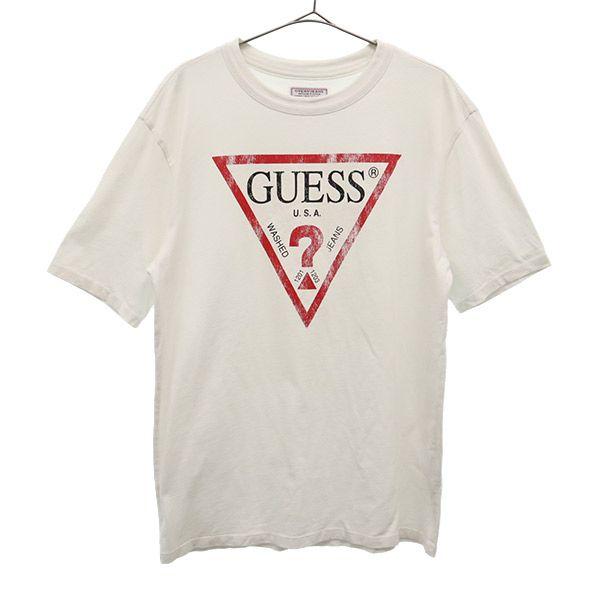 ゲス ロゴ プリント 半袖 Tシャツ XS ホワイト GUESS メンズ 古着 230627 メール...