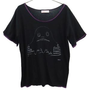 ネネット プリント 半袖 Tシャツ 2 ブラック Ne-net レディース 古着 230722 メー...