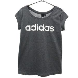 未使用 アディダス ロゴプリント 半袖 Tシャツ S グレー adidas レディース 古着 230826 メール便可｜big-2nd