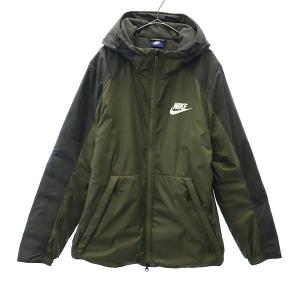 ナイキ ロゴプリント 中綿ジャケット L カーキ NIKE メンズ 古着 231227｜big-2nd