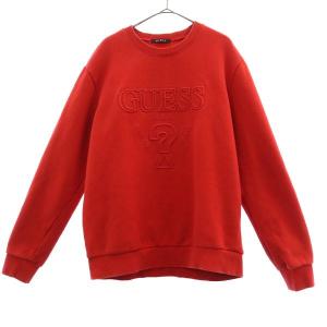 ゲス エンボス加工 長袖 スウェット トレーナー L レッド GUESS 裏起毛 メンズ 古着 240103｜big-2nd