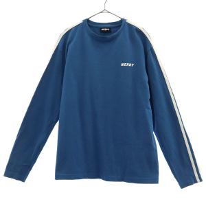 ノルディ ライン 長袖 Tシャツ S ブルー NERDY ロゴプリント メンズ 古着 240112｜big-2nd