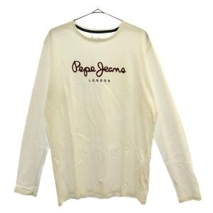 ペペジーンズ ロゴプリント 長袖 Tシャツ M ホワイト pepe jeans ロンT メンズ 古着 220825 メール便可｜big-2nd