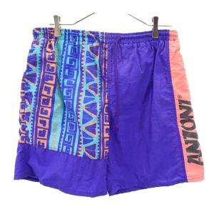 ANZON1 ビーチ パンツ L 紫×ブルー×オレンジ  海水パンツ スイムウェア アウトドア メンズ 古着 230620｜big-2nd