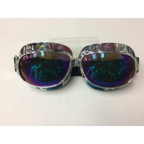 ビンテージスタイル ファッションゴーグル 004 ブルーミラーレンズ