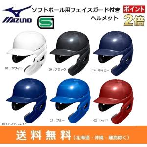 MIZUNO　ミズノ　ソフトボール用ヘルメット　両耳付き打者用ヘルメット　フェイスガード付き　右打者用/左打者用　JSAマーク入り　受注生産　1DJHS111-1DJHQ111｜big-play