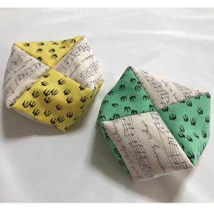お手玉　レッスン　トレーニング　ピアノ教室　バスティン　ツバメ柄　燕　音符柄　グリーン 緑色 イエロー　黄色　2つセット　お得