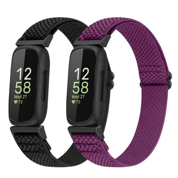 JMIO 2 パック 調節可能な弾性ナイロン スポーツバンド Fitbit Inspire 3/2/...