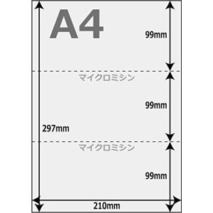 denkon A4 白紙 カット紙 3分割 マイクロミシン目入 プリンタ帳票用紙 3面 500枚 NP02N｜big-select