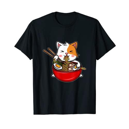 マンガファンのためのカワイイラーメン猫愛子猫食べる麺 Tシャツ