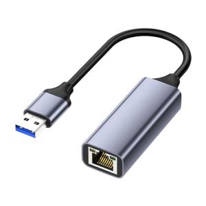 TRkin USB LAN有線LANアダプタSwitch有線LAN USB 3.0 to RJ 45ギガビットイーサネット10/100/1000 Mbps超高速アルミ製（グレー）｜big-select