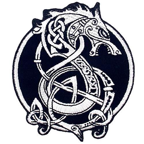 バイキングベルセルク北欧神話の北欧モンスターウルフ刺繍のバッジのアイロン付けまたは縫い付けるワッペン