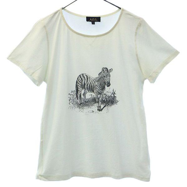 A.P.C. アーペーセー ゼブラ 半袖 Tシャツ S ホワイト クルーネック レディース 古着 中...