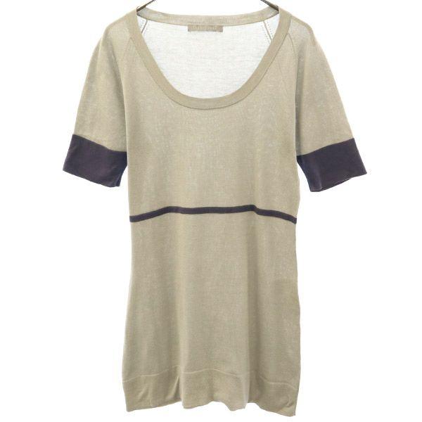 theory luxe セオリーリュクス 半袖 コットンニット カットソー 38 グレー×ネイビー ...