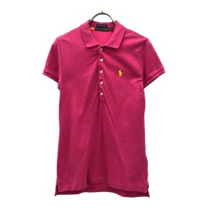 RALPH LAUREN ラルフローレン THE SKINNY POLO ロゴ刺繍 半袖 鹿の子 ポロシャツ S ピンク系 レディース 古着 中古