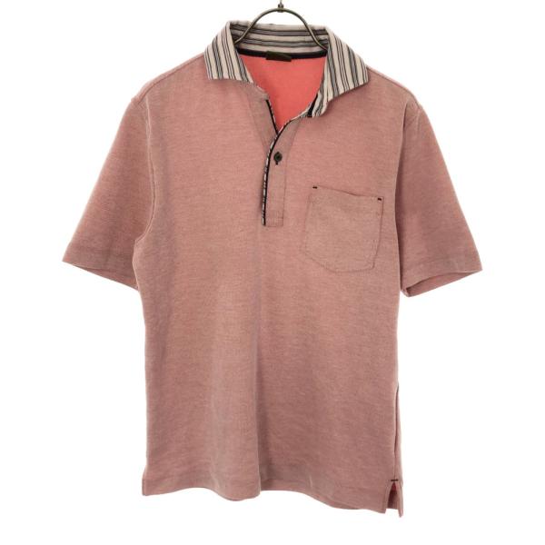 JOSEPH ABBOUD ジョセフ アブード 日本製 半袖 ポロシャツ M レッド系 鹿の子地 メ...