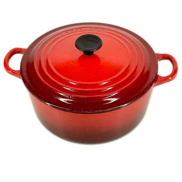 Le Creuset ル・クルーゼ 22cm 鍋 チェリーレッド ココット・ロンド ガス IH オー...
