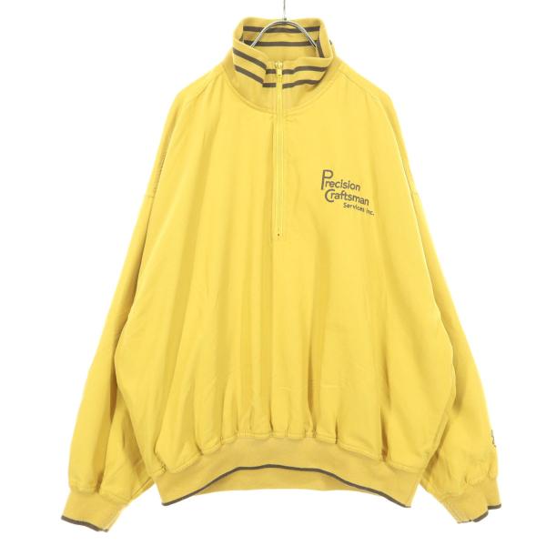 JaVa ジャバ ロゴ 長袖 ハーフジップ ブルゾン L イエロー メンズ 古着 中古