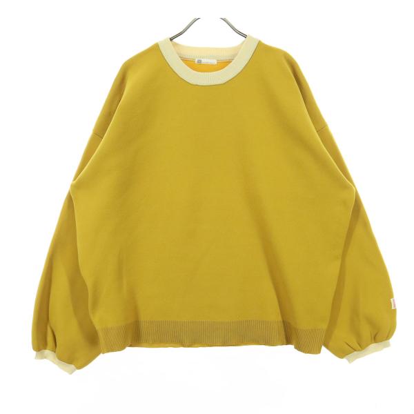 JaVa ジャバ バイカラー 長袖 クルーネック ニット XL イエロー系 メンズ 古着 中古