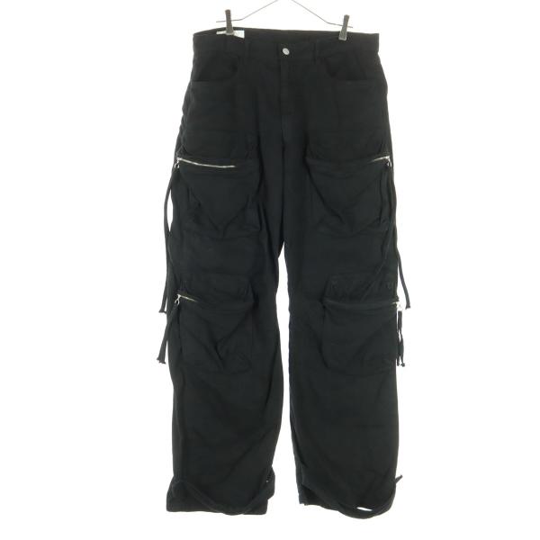 ZARA ザラ コットン デニム カーゴパンツ 44 ブラック メンズ 古着 中古