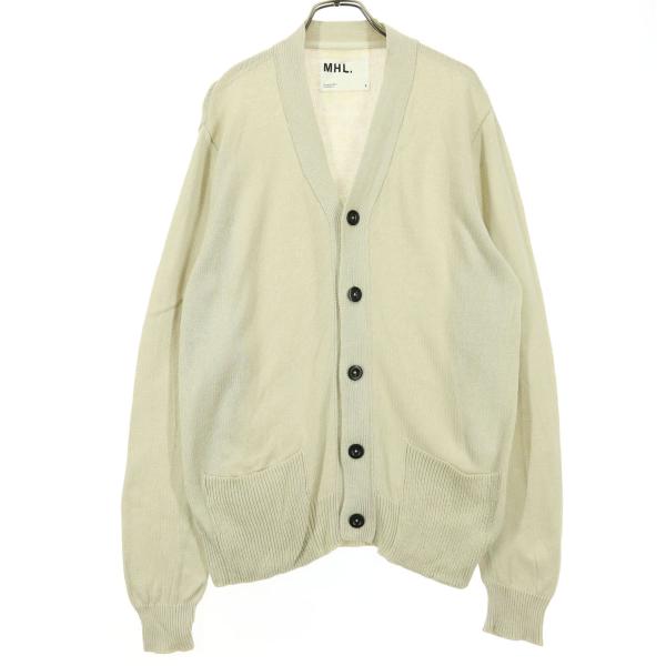 MARGARET HOWELL マーガレットハウエル 長袖 コットン ニットカーディガン L ベージ...