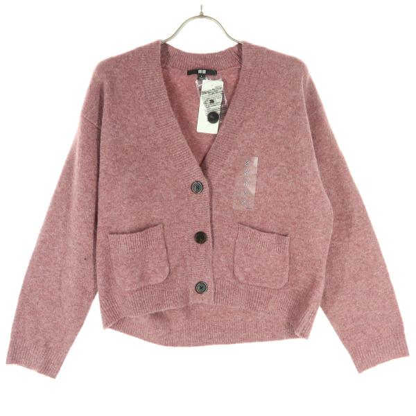 美品 UNIQLO ユニクロ 長袖 ニットカーディガン Ｓ ピンク系 レディース 古着 中古