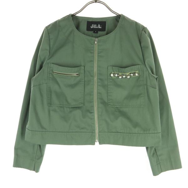 JILLSTUART ジルスチュアート ビジュー 長袖 ノーカラージャケット S グリーン レディー...
