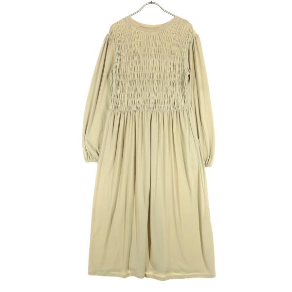 美品 ZARA ザラ 長袖 ロングワンピース M ベージュ レディース 古着 中古