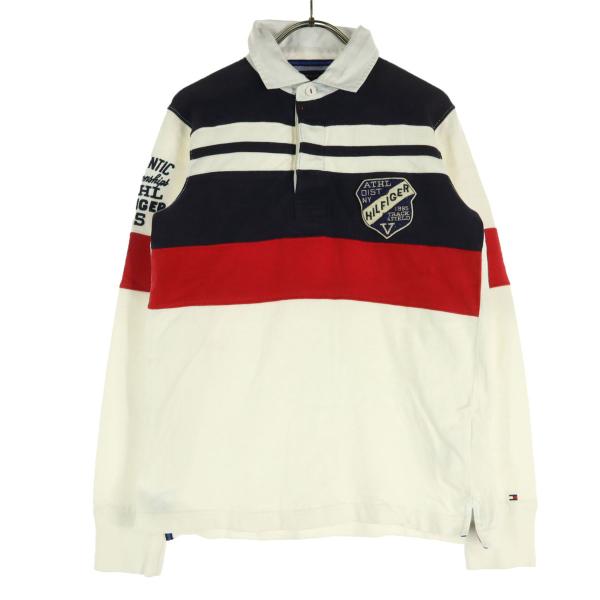 TOMMY HILFIGER トミーヒルフィガー 長袖 ポロシャツ S アイボリー系 メンズ 古着 ...