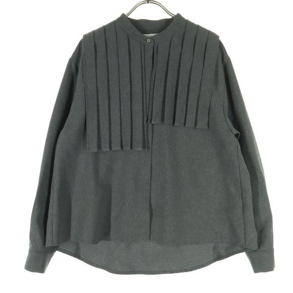 美品 MidiUmi ミディウミ 長袖 ブラウス グレー レディース 古着 中古
