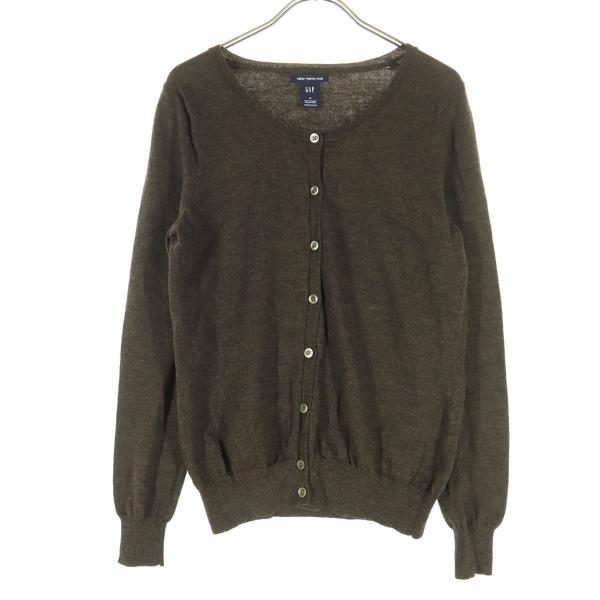 美品 GAP ギャップ ウール 長袖 Uネック カーディガン M ブラウン レディース 古着 中古