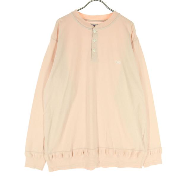 Lee リー ブランドロゴ 長袖 Tシャツ 40 ピンク ロンT メンズ 古着 中古