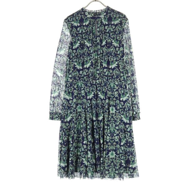 美品 VIVIENNE TAM ヴィヴィアンタム 植物柄 長袖 シアー袖 チャイナボタン フリルカラ...
