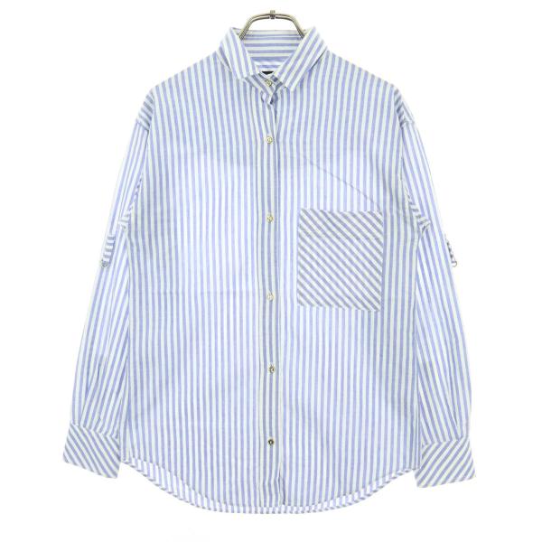 ZARA BASIC ザラベーシック ストライプ柄 長袖 ブラウス XS ライトブルー レディース ...