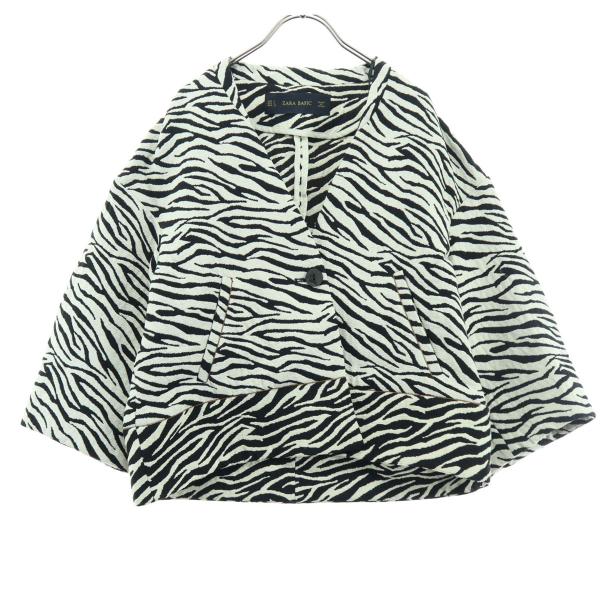 ZARA BASIC ザラベーシック ゼブラ柄 長袖 ジャケット S ホワイト系 レディース 古着 ...