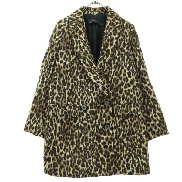 ZARA BASIC ザラベーシック スペイン製 コットン 豹柄 長袖 テーラードジャケット XS ...