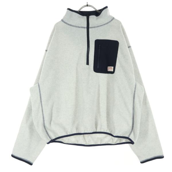 JaVa ジャバ ワンポイントロゴ 長袖 ハーフジップ フリースジャケット M グレー レディース ...