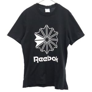 Reebok リーボック ロゴプリント 半袖 Tシャツ M ブラック レディース 古着 中古