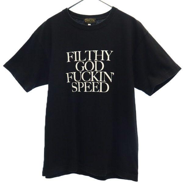 TOYPLANE トイプレーン 日本製 プリント 半袖 Tシャツ M ブラック メンズ 古着 中古