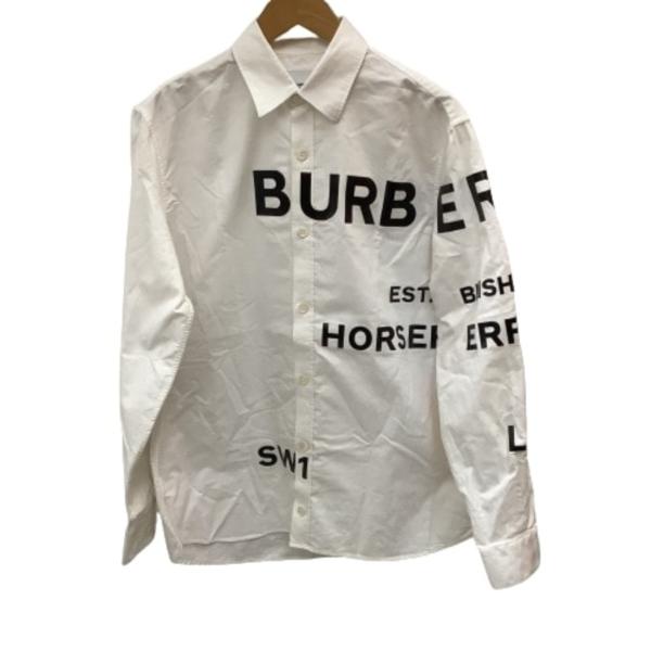 ♪♪ BURBERRY バーバリー メンズ シャツ ホースフェリー 黒ロゴプリント SIZE S ホ...