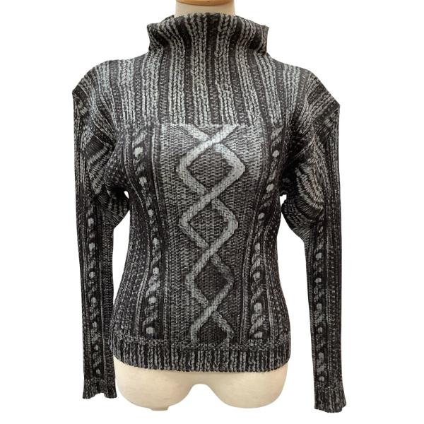 ISSEY MIYAKE イッセイミヤケ PLEATS PLEASE カットソー ケーブルニット転写...