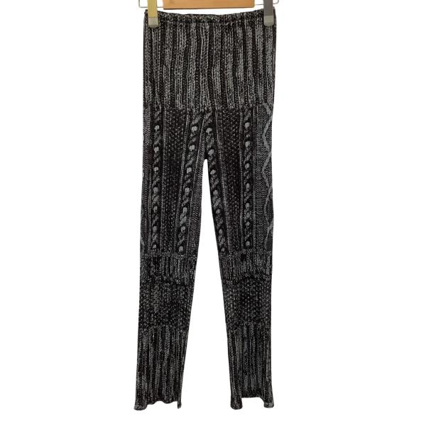 ISSEY MIYAKE イッセイミヤケ PLEATS PLEASE パンツ ケーブルニット転写  ...