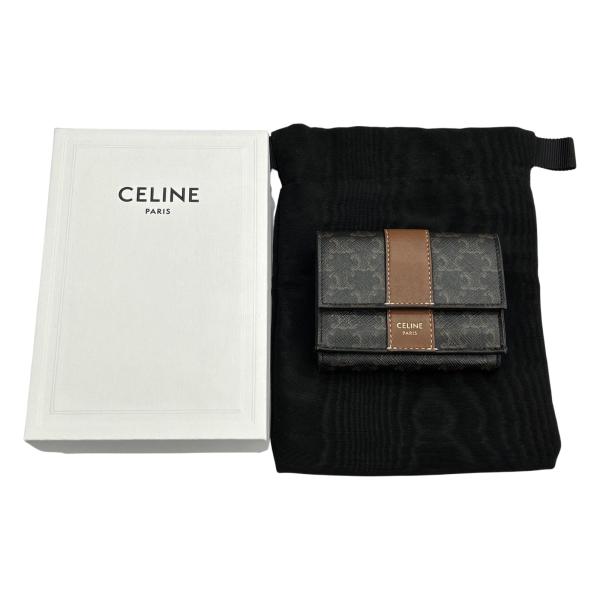 CELINE セリーヌ 三つ折り財布 トリオンフ ブラウン やや傷や汚れあり
